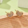 Brass Micro Pave Clear Cubic Zirconia Stud Earrings for Women EJEW-G428-25G-04-1