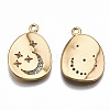 Brass Micro Pave Clear Cubic Zirconia Pendants KK-T063-73G-NF-3