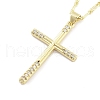 Brass Micro Pave Clear Cubic Zirconia Pendant Necklaces NJEW-B101-07G-04-1