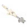 7Pcs 7 Styles Ocean Alloy & Starfish Rondelle Synthetic Turquoise Beaded Big Pendants PALLOY-JF04012-4