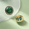 Half Round Brass Micro Pave Cubic Zirconia Stud Earrings EJEW-R215-01G-3