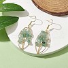 Natural Green Aventurine Chips Tree of Life Dangle Earrings EJEW-JE05730-02-2