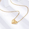 304 Stainless Steel Textured Heart Pendant Cable Chain Necklaces NJEW-U026-10G-2