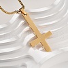 304 Stainless Steel Upside Down Cross Pendant Box Chain Necklaces NJEW-NH0001-07G-2