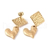 304 Stainless Steel Heart with Rhombus Dangle Stud Earrings for Women EJEW-G328-20-3