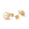 6 Pair Shell Pearl Half Round Stud Earrings EJEW-A067-19-3