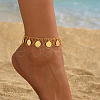 Vintage Iron Round Coin Chain Tassel Anklets for Women LU3450-4