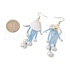 3Pairs Glass & Natural Shell & Non-magnetic Synthetic Hematite Dangle Earrings EJEW-MZ00383-5
