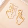 Finger Heart Alloy Stud Earrings FS-WG92D94-01-4