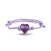 Natural Amethyst Heart Braided Cord Bracelet BJEW-JB07685-05-1
