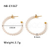 C-Shaped 304 Stainless Steel Plastic Imitation Pearl Stud Earrings FS-WG0BD3D-01-1