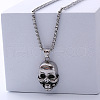 Retro Punk Stainless Steel Skull Pendant Necklaces Halloween Gift for Fashionable Men VD4125-4