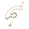 304 Stainless Steel Siam Rhinestone Heart Pendant Cherry Link Chain Double Layer Necklaces for Women NJEW-B132-01G-3