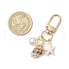 Spiral Shell & Synthetic Turquoise Starfish Pendant Decorations HJEW-JM03171-02-3