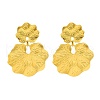 Fold Leaf 304 Stainless Steel Stud Earrings for Women EJEW-A117-01G-1
