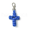 Handmade Woven Polyester & Spandex Cross Pendant Decorations HJEW-JM02690-2