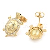 Brass Pave Clear Cubic Zirconia Stud Earrings EJEW-U005-04G-2