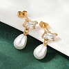 Teardrop with Rectangle 304 Stainless Steel Clear Cubic Zirconia Dangle Stud Earrings EJEW-F366-01G-01-5