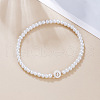 Plastic Pearl Round Beaded Stretch Bracelets for Women WGC81DB-15-1