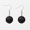 Natural Lava Rock Gemstone Round Dangle Earrings EJEW-JE01688-1