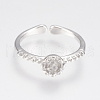 Adjustable Brass Cuff Rings ZIRC-F076-06P-2