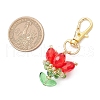 7Pcs 7 Colors Flower Glass Pendants Decorations HJEW-MZ00247-5