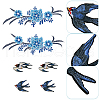 WADORN 6Pcs 4 Style Swallow & Flower Computerized Embroidery Iron on/Sew on Patches PATC-WR0001-02-3