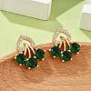 Flower Brass Micro Pave Clear Cubic Zirconia Stud Earrings for Women EJEW-G428-18G-01-1