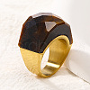 Fashionable 304 Stainless Steel & Natural Tiger Eye Finger Rings FS-WG90577-29-1