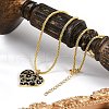 Brass Micro Pave Clear Cubic Zirconia Black Leopard Print Heart Pendant Necklaces for Women NJEW-M079-02G-3