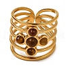 Cross Natural Tiger Eye Finger Rings RJEW-Q822-41G-02-2
