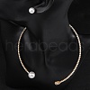 Round Plastic Imitation Pearl Stud Earrings & Rectangle Cubic Zirconia Rhinestone Cuff Choker Necklaces Sets SJEW-U003-06G-2