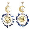 Vintage Gemstone Ear Studs EJEW-JE05807-3