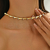 Brass Clear Cubic Zirconia Short Link Chain Women's Necklaces for Parties and Daily Wear OS4291-1-5