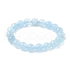 Natural Aquamarine Round Bead Stretch Bracelets for Men Women BJEW-U034-01A-04-4