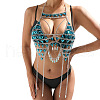 Acrylic Teardrop Alloy Tassel Chain Chest Body Chains for Beach Party FS-WGBEA58-09-1