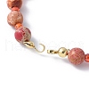 Cubic Zirconia & Natural Dyed Round Imperial Jasper Beaded Bracelet Making KK-F892-23G-2