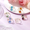 Flower Glass Finger Rings RJEW-JR00841-1