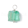 Electroplated Natural Quartz Pendants PALLOY-JF02322-01-2