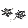 Halloween Theme Spider Web with Spider Handmade Glass Seed Beaded Dangle Earrings EJEW-MZ00481-01-5