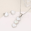 3-Heart 304 Stainless Steel & Acrylic Pendant Necklaces & Stud Earrings Sets FS-WG86334-04-1
