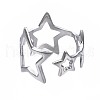 304 Stainless Steel Star Open Cuff Ring RJEW-T023-26P-2