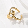 304 Stainless Steel Cubic Zirconia Cuff Rings for Women RJEW-D302-02G-07-1