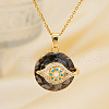 Brass Evil Eye Glass Pendant Necklaces AA7178-10-1