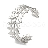 Stainless Steel Hollow Leaf Open Cuff Bangles for Women BJEW-G719-14P-1