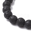 2Pcs Natural Lava Rock & Golden Sheen Obsidian Round Beads Stretch Bracelets BJEW-JB11807-6
