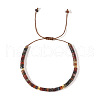 Flat Round Natural Polychrome Jasper/Picasso Stone/Picasso Jasper Beaded Braided Bracelets XT5417-5