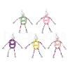 Natural White Jade & Acrylic & Glass Seed Beaded Human Big Pendants PALLOY-JF03500-1