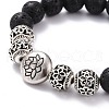 Natural Lava Rock Round Beads Essential Oil Anxiety Aromatherapy Stretch Bracelet for Girl Women Gift BJEW-JB07054-4