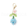 Flower Bud Glass Pearl & Seed Beads Pendant Decorations HJEW-MZ00275-02-2